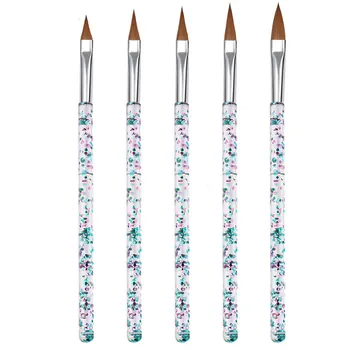 

CYSHMILY 5Pcs/Set Soft Crystal Flower Builder Carving DIY Drawing Nail Brush Dotting Pen Manicure Tips Salon Set Nails Art Tools