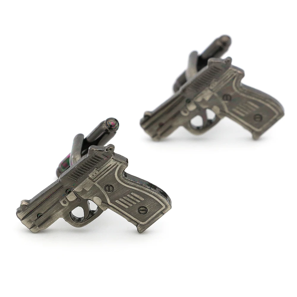 Запонки для оружия для мужчин дизайн пистолета качество латунь материал Gunblack цветные запонки оптом и в розницу