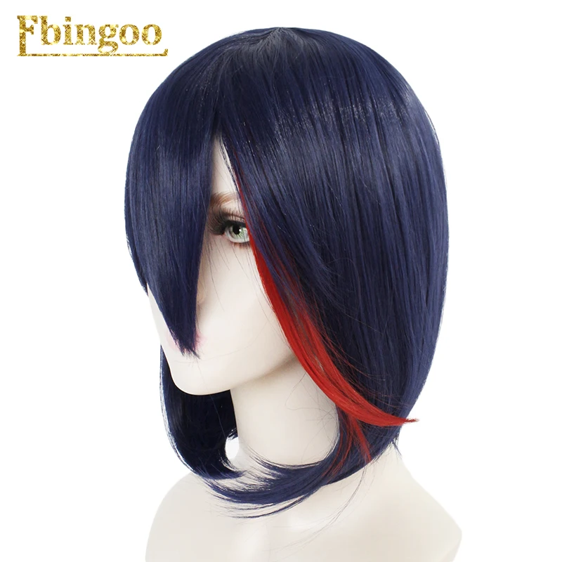 Ebingoo Hair cap+ Kill La Kill Ryuko Matoi короткий натуральный прямой Темно-синий микс красный синтетический костюм косплей парик на Хэллоуин