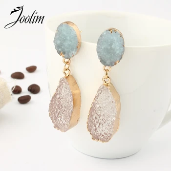 

Joolim Irregular Resin Druzy Quartz Stone Drop Earring Hot Trendy Earring 2020 Costume Jewelry European Earring Statement
