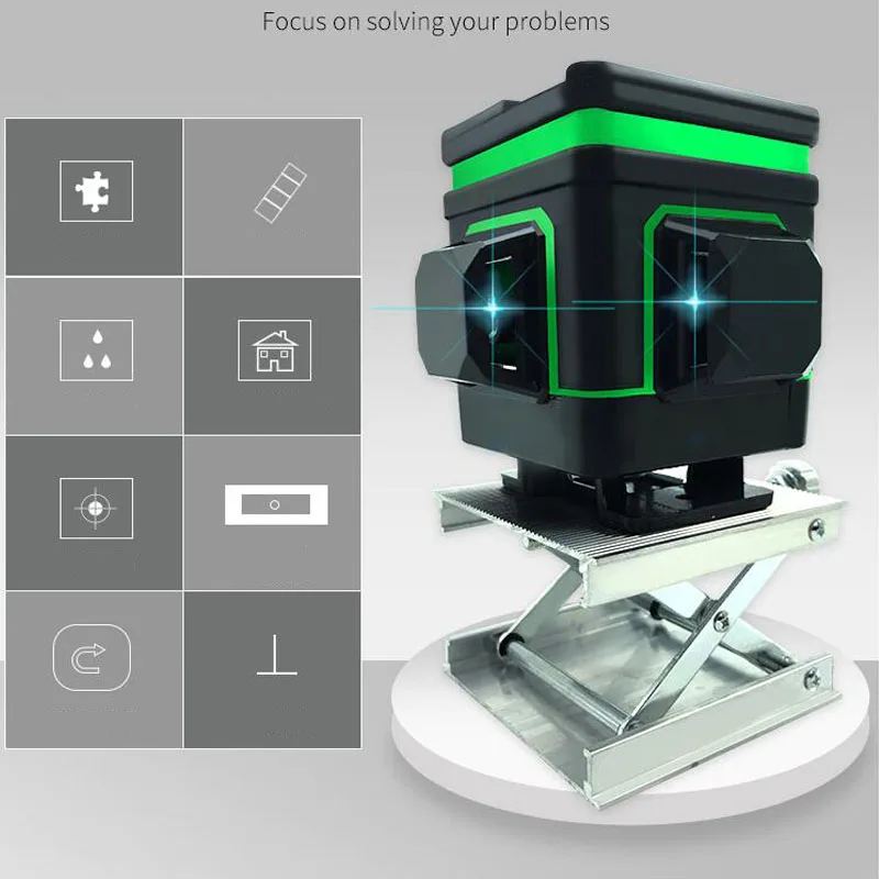 

5-Line Green Laser Level Self-Balancing Laser Beam Line Distance Measuring Instrument Cross Vertical Level Outdoor Tool