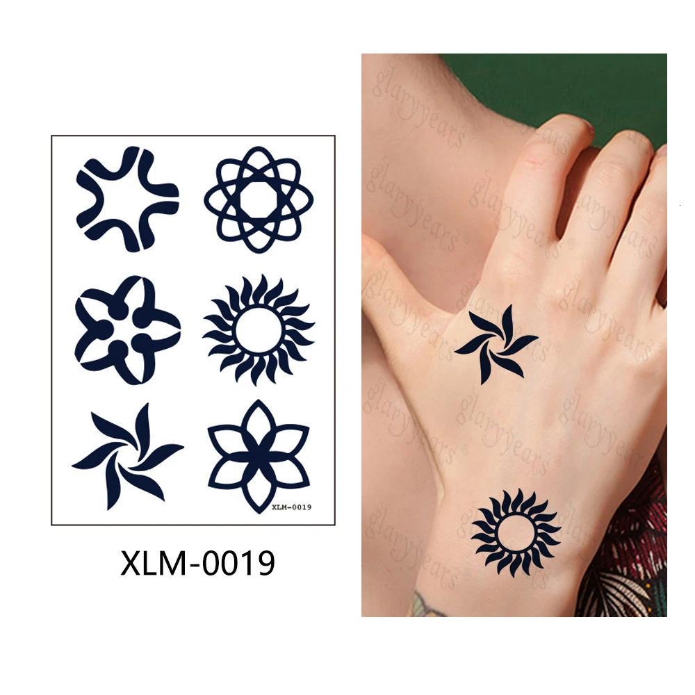XLM-0019 Glaryyears 1 лист полуперманентный тату стикер гардения синий шоу водонепроницаемый маленький боди-арт Горячая партия настоящая татуировка - Цвет: XLM-0019