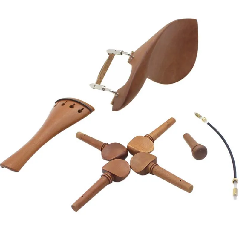 4/4 Violin Chin Rest Chinrest Jujube Wood with Tuning Peg Tailpiece Tailgut Endpin Violin Accessory Kit