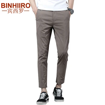 

Men's Fashion Pencil Pants 2020 Spring New Comfortable Slim Elasticity Ankle Length Pants Solid Color Business Casual Pants Male