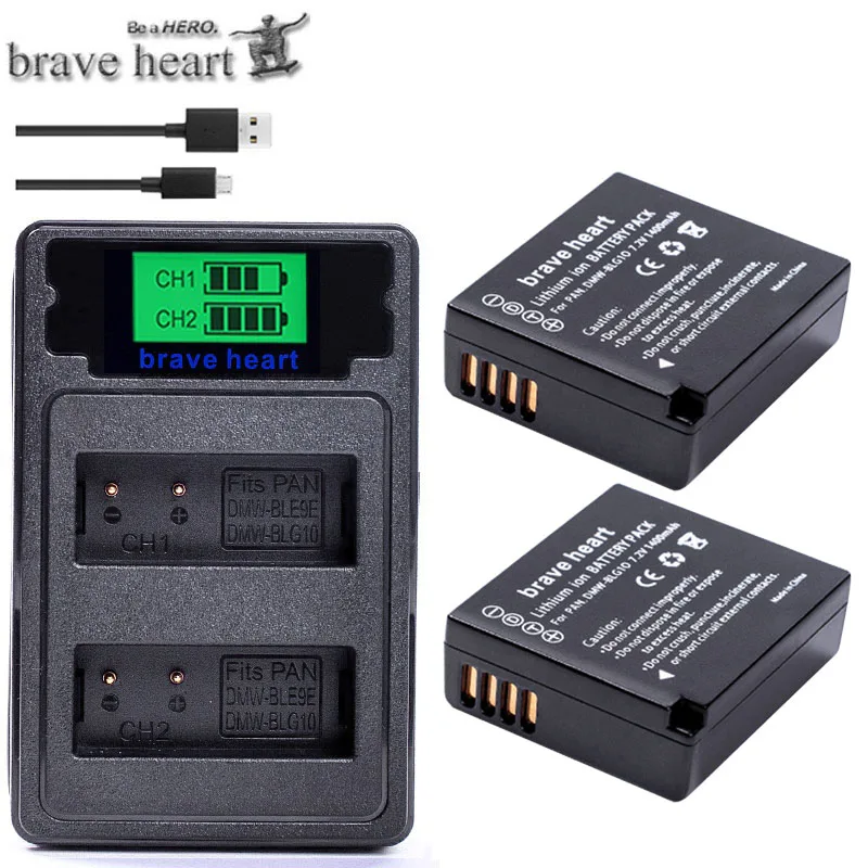 DMW-BLG10 ДМВ BLG10 BLE9E BLE9 DMW-BLE9 BPDC15 Батарея+ ЖК-дисплей Dual USB Зарядное устройство для цифрового фотоаппарата Panasonic LUMIX GF5 GF6 GX7 LX100 GX80 GX85 - Цвет: charger and 2battery