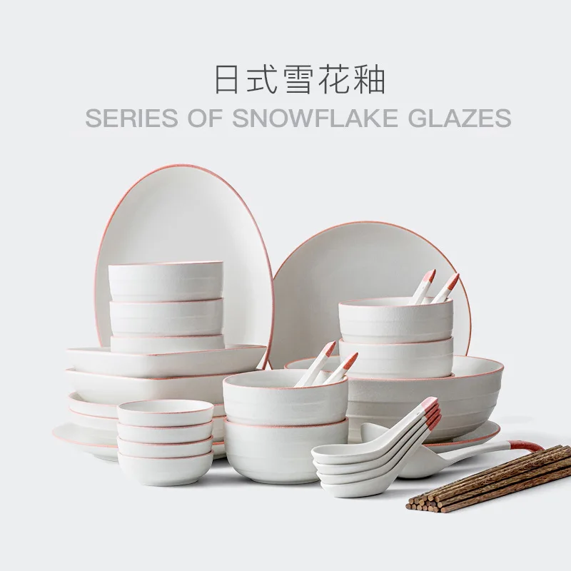 

Japanese Style Dishes Set Household Eating Bowl Northern European-Style Couples Bowl And Dish Chopsticks 2/4/6 People INS Tablew