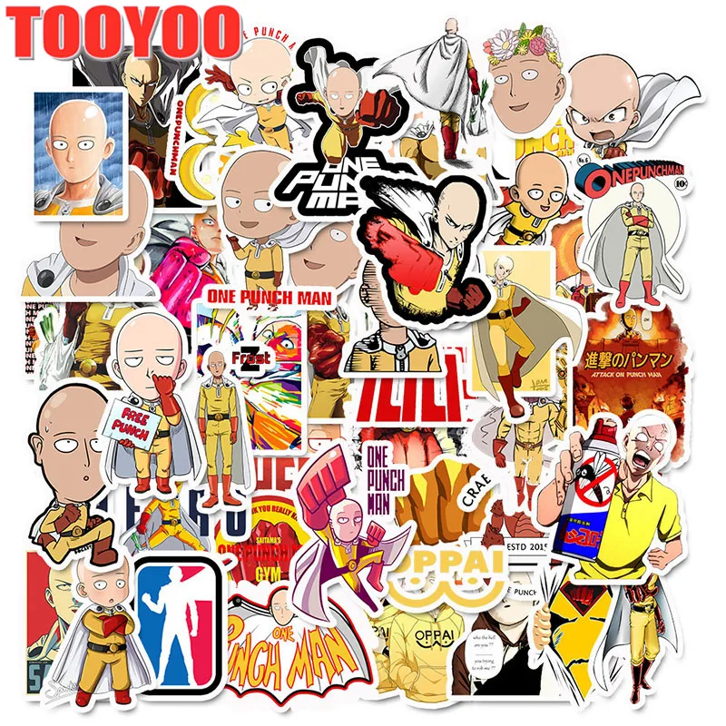50Pcs/lot Japanese Anime ONE PUNCH-MAN Stickers For Car Laptop Phone Skateboard Motorcycle Bicycle Cartoon Sticker