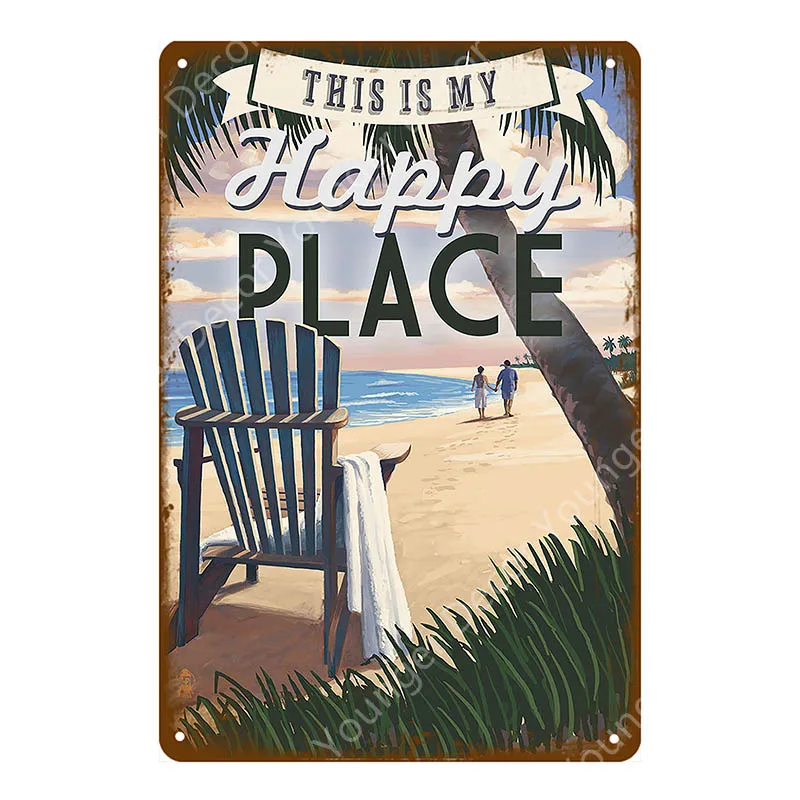 Серфинг Гавайи металлический плакат обнаженный пляж жестяные вывески Винтаж художественное украшение стены кафе бар комната Открытый Декор океан доска YI-140 - Цвет: YD7815AI