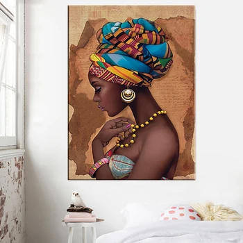 

Africa canvas painting Wall Art Painting Pictures Posters and Prints Black Woman On canvas home decor Wall Pictures Living Room