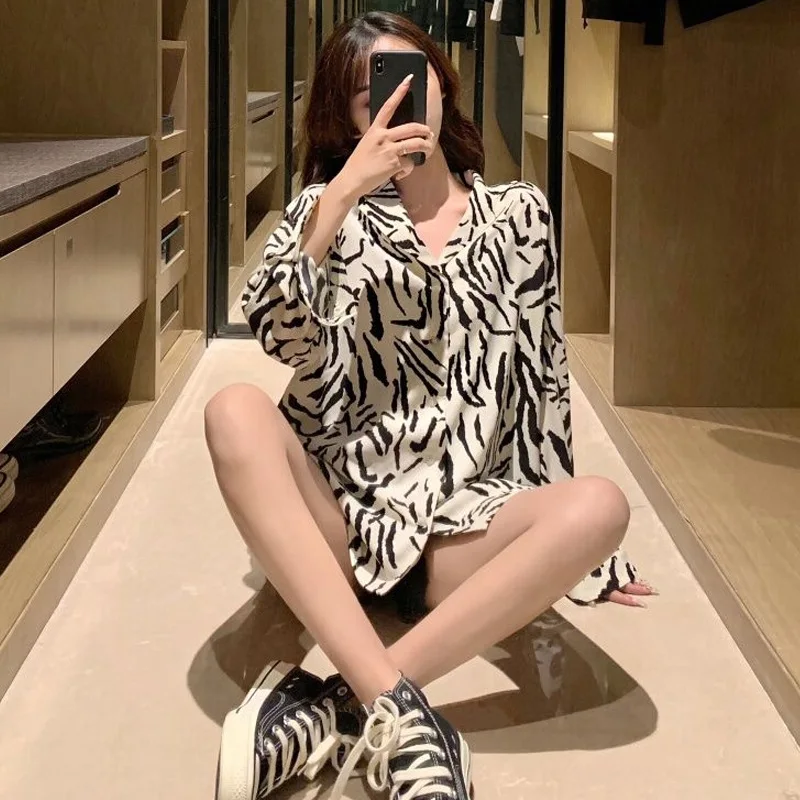 

Early Autumn Hong Kong Flavor GIRL'S CHIC Young Shirt Women's Vintage Mid-length Long Sleeve Students Loose-Fit Chiffon Shirt To