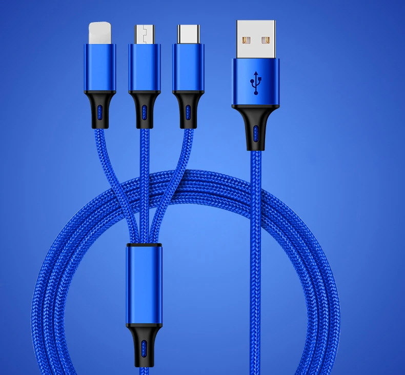 USB кабель Быстрая зарядка 3 в 1 Быстрая Зарядка Шнуры Тип C кабель зарядного устройства микро-usb нейлоновый шнур для iPhone кабель