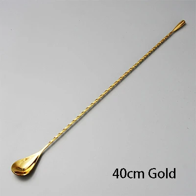 40cm Gold 1Pce барные инструменты из нержавеющей стали, нитевые каплевидные матовые барные ложки, ложки для смешивания напитков, инструменты бармена, Коктейльная ложка, мешалка - Цвет: 40cm Gold