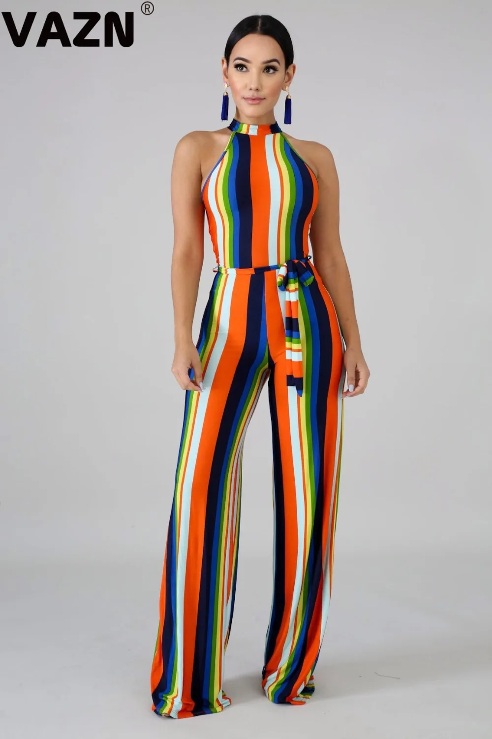 VAZN GTY 17034 high quality office lady night club sexy lady jumpsuit sleeveless long pant jumpsuits sexy wind rompers
