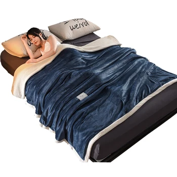 

Double-Layer Blanket Quilt Thick Coral Fleece Blanket Winter Warm Sheets Flannel Single Double Summer Thin Section
