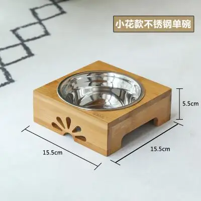 Pet обеденный стол из цельного дерева керамическая миска для кошек и миска для собаки, домашних животных кошка пищевая миска для собачьего корма для бамбука и дерева миска для домашних животных - Цвет: 15.5x15.5x5.5cm