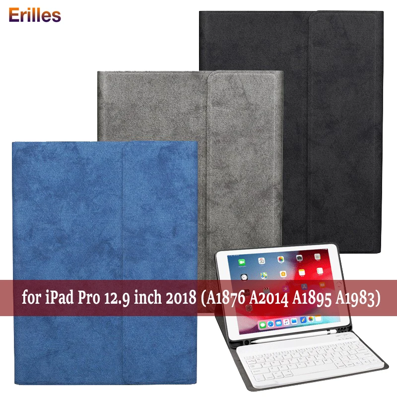 

Keyboard Case for Apple iPad Pro 12.9 NEW 2018 Bluetooth Keyboard Flip Stand Cover A2152 A2153 Pro 12.9 Case with Pencil Holder