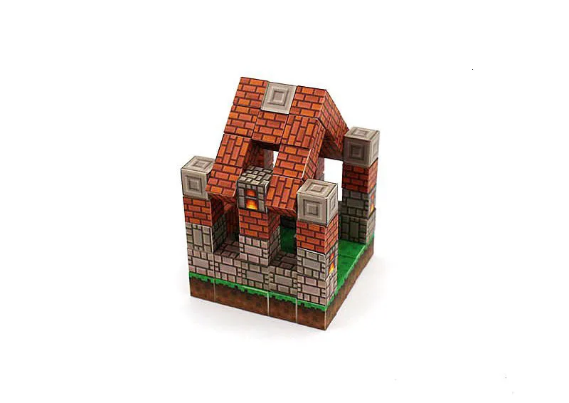 My World мини Магнитные строительные блоки домик ремесленника набор игрушек для детей фигурки кирпичные модели DIY пластик