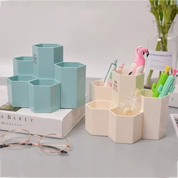 Cute Hexagonal Pen Holder Desk Pen Case Large Capacity Pencil Storage Box Desktop Organizer  School Office Stationery