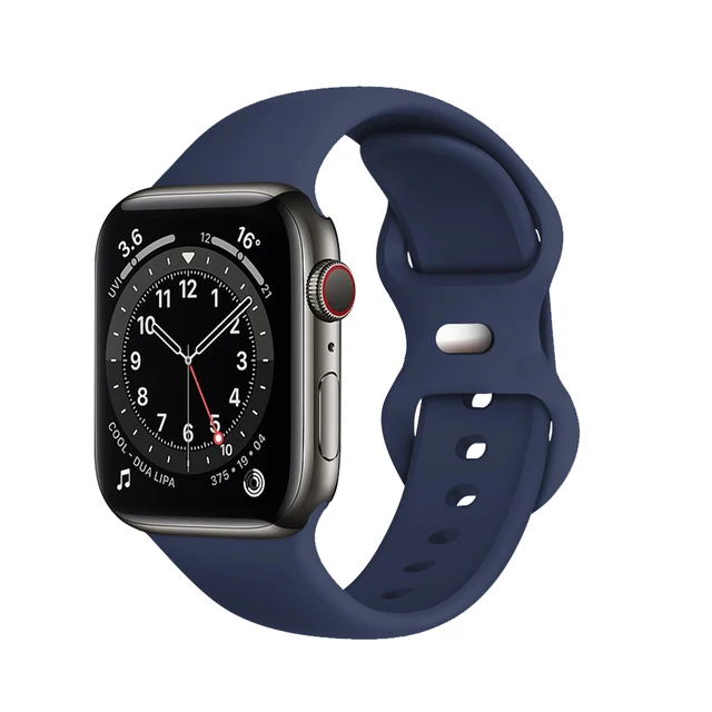 Silicone Sport Band For Apple Watch Series Se 6 543 44mm 40mm Smart Bracelet Watchband Pin Tuck Strap on iWatch 7 38mm 42mm 41mm 6 Midnight blue