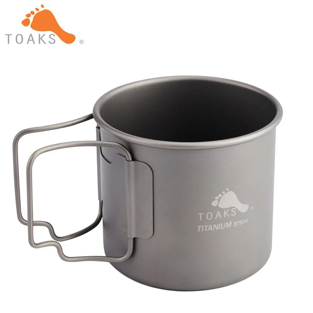 TOAKS Pure Titanium Cup Ultralight Outdoor Coffee Tea Mug without Lid and Foldable Handle Camping Cookware 375ml 50g CUP-375 5