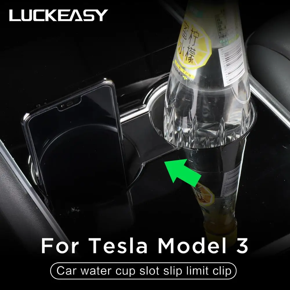 Najtaniej LUCKEASY car water cup slot slip limit klip dla Tesla model 3 2017 2019 ABS uchwyt na kubek samochodowy ogranicznik