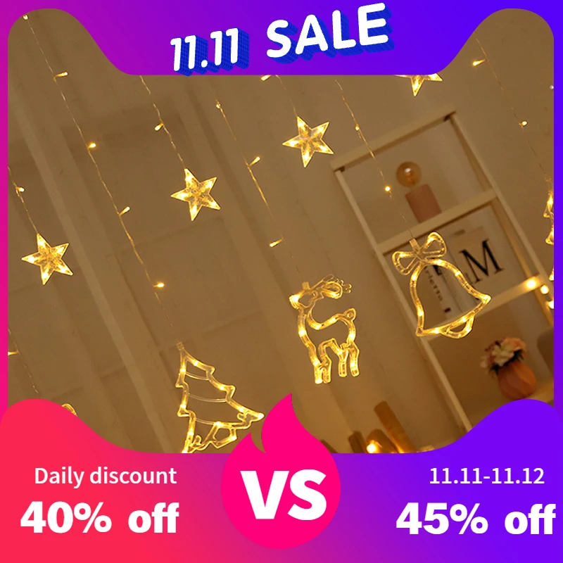 

Elk Bell String Light LED Christmas Decor For Home Hanging Garland Christmas Tree Decor Xmas Decoration New Year Decoration