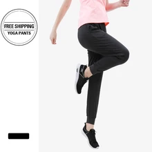 Спортивные черные беговые штаны с завязками на талии для женщин,, уличная спортивная одежда для бега, Свободные тренировочные штаны, спортивные штаны