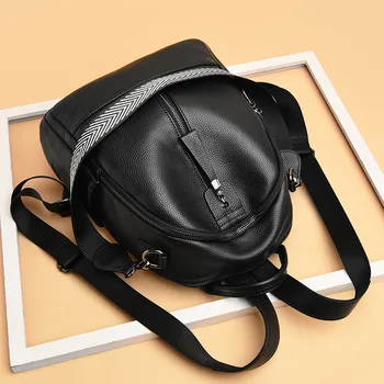 

Double Shoulder Bag Women's 2019 New Fashion Women Backpack Soft Leather Women's Casual Bag Leather Backpack Bookbag