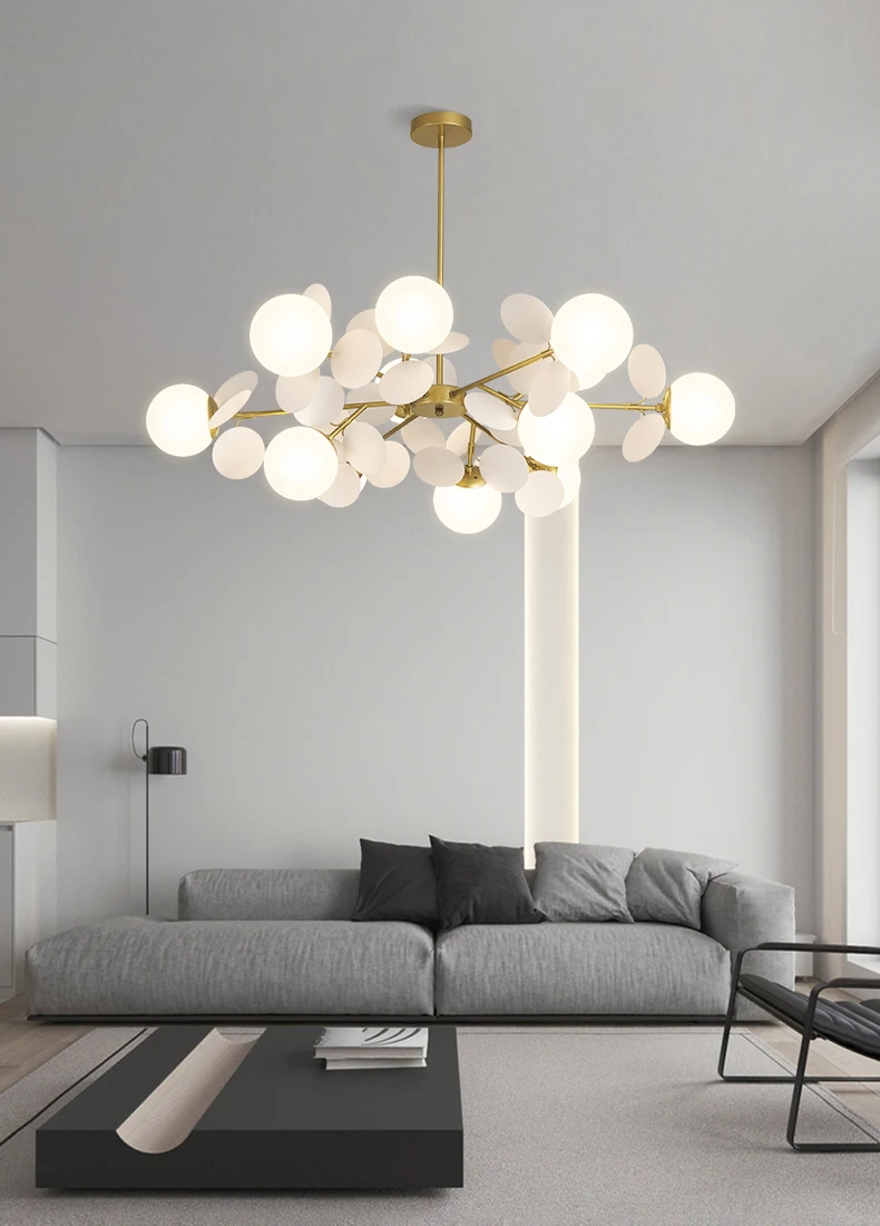 Modern Nordic Design LED Chandelier For Living Room Bedroom Dining Room Kitchen Ceiling Pendant Lamp Glass Ball G9 Hanging Light dining room chandeliers