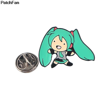 

20pcs/lot A3040 Patchfan Cute Anime Hatsune Miku Pins Badges Brooch lapel Pin For Girls Clothes On Backpack Accessories jewelry