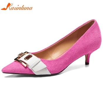 

karinluna 2020 new fashion Sheepskin Thin Heels elegant pumps women shoes woman Pointed Toe Slip-On office lady pumps woman