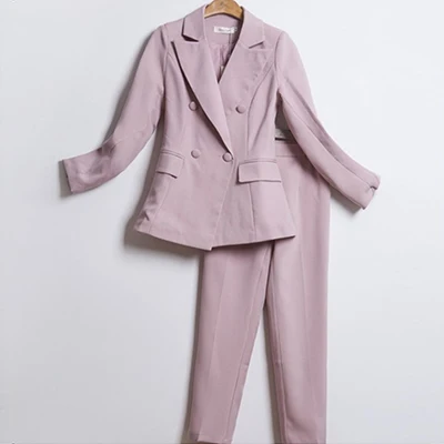 New fashion women pencil pant temperament slim suit comfortable XS-XXL size high quality work style vintage elegant pant suits - Цвет: Розовый