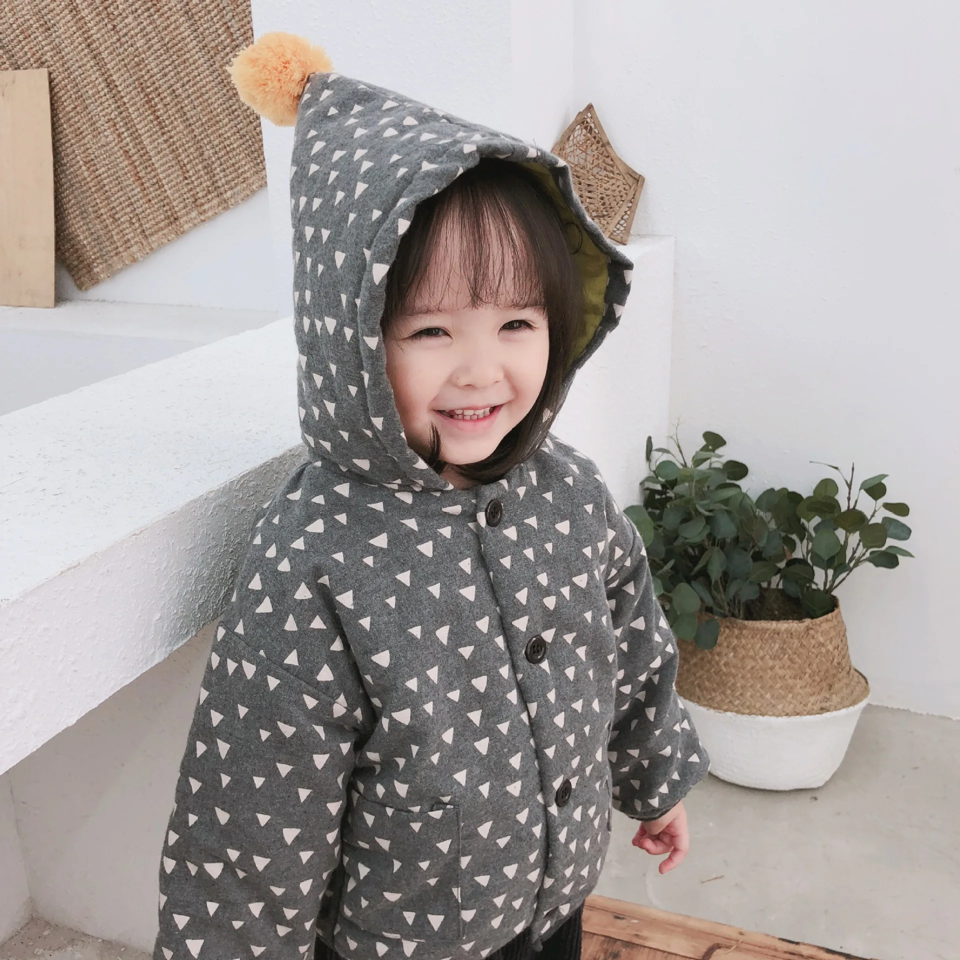 

2019 New Style INS Korean-style Elegant Hooded Padded Coat Cotton Coat Children Men And Women Children Cotton-padded Jacket Cott