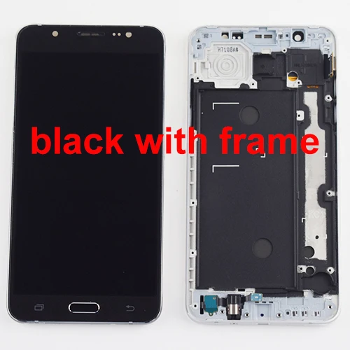 Для samsung Galaxy J7 ЖК J710 J710F ЖК-панель J710M J710H J710A J710FN ЖК-экран сенсорный дигитайзер сенсорная рамка в сборе - Color: black with frame