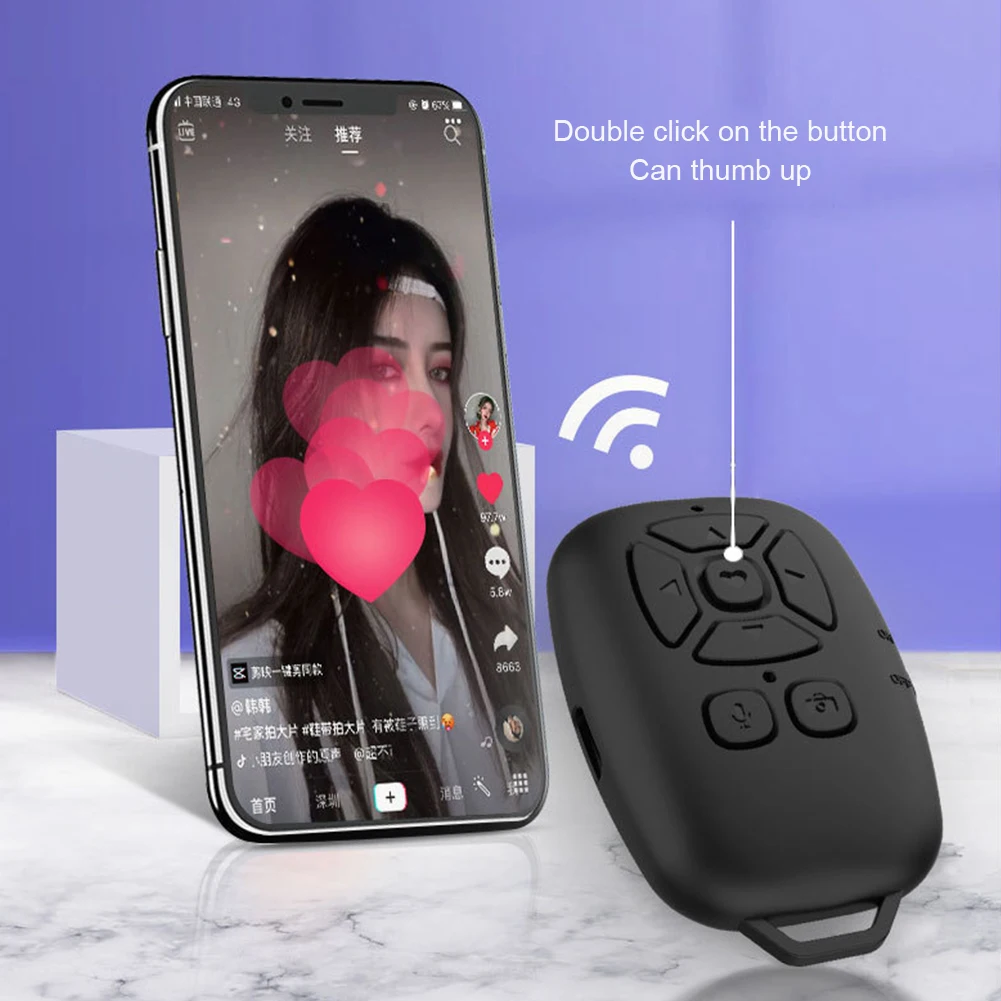 Selfie Camera Shutter Release Bluetooth-compatible Remote Control Button Wireless Controller for Phone E-book Turn Page