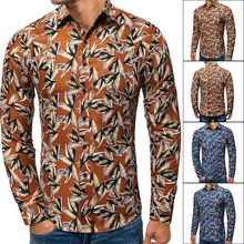 Осенняя Рубашка свободного кроя с длинными рукавами и цветочным принтом для отдыха с надписью Will Code Man Cs66