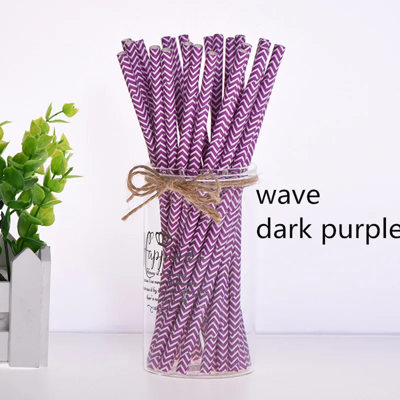 wave dark purple 25 шт., вечерние, экологически чистые бумажные соломинки для детей, для свадьбы, дня рождения, пикника, вечерние, декоративные, с мультяшным автомобилем, Коктейльные, вечерние соломинки - Цвет: wave dark purple