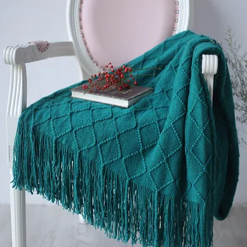 

Sofa warm blanket nordic geometric fringe throw blanket chunky knit blankets for beds decorations for home flannel fabric