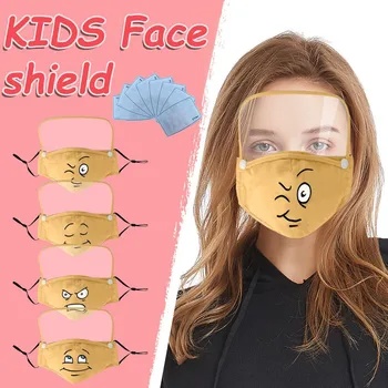

4PCs Funny Emoticons Face Mask With Filter Detachable Eyeshield Mask Dustproof Breathable Mouth Mask Full Protective Mask Masque