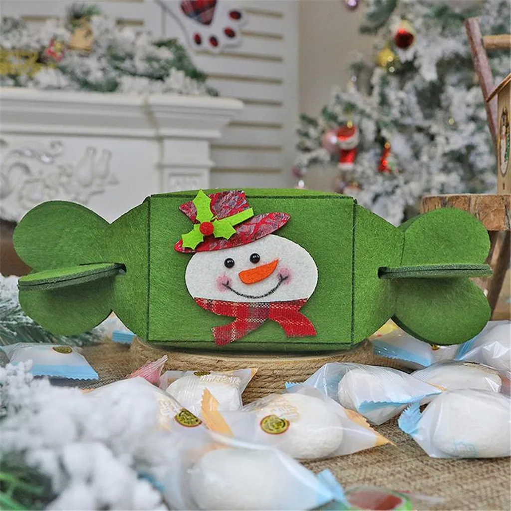 1pc Foldable Candy Gift Bag Non-woven Santa Claus Snowman Reindeer Christmas Decorations For Home Apple Gift Bag navidad F1017 - Цвет: B