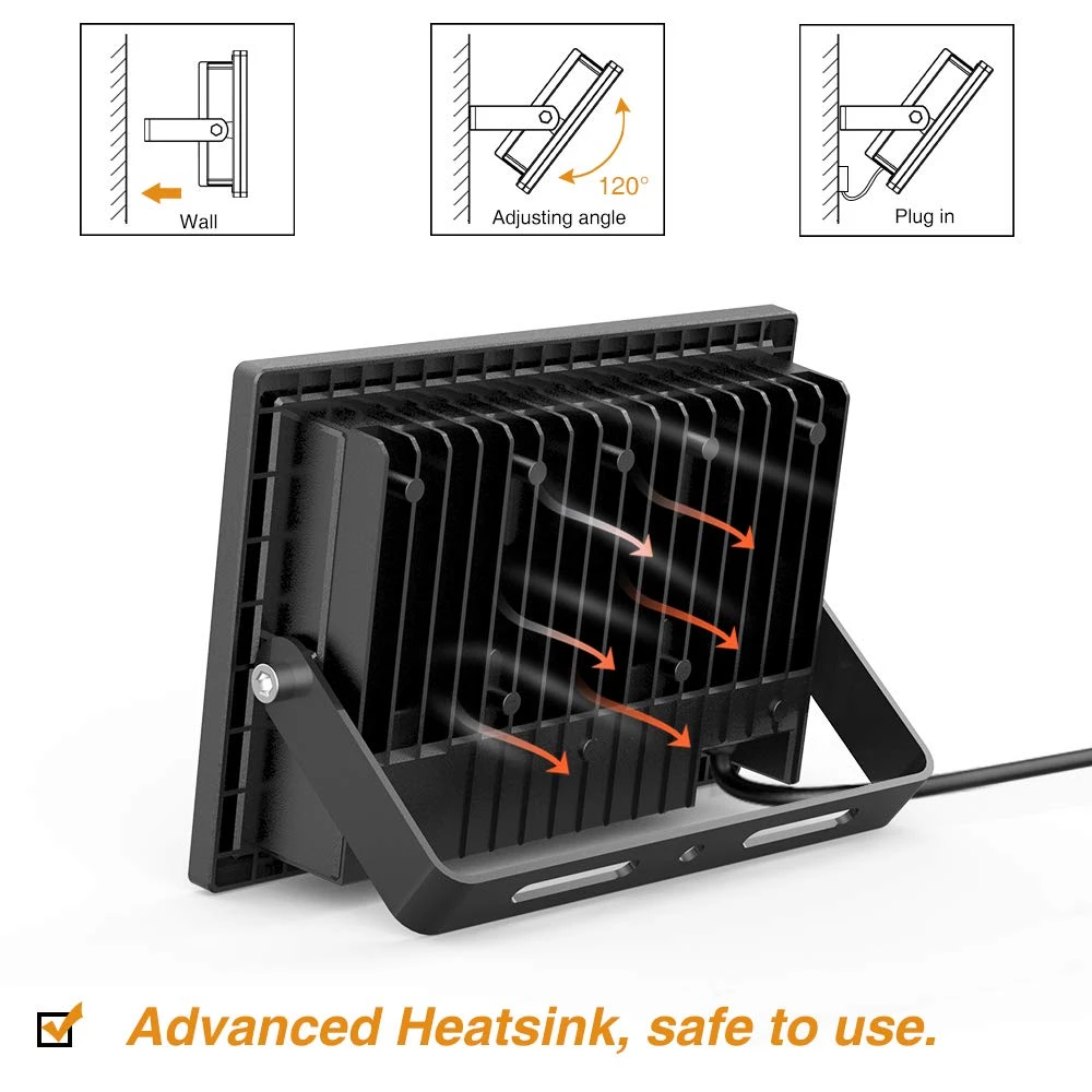 2 Pack 60w Led Flood Light With Plug 6 500lm Super Bright Work Light 5000k Daylight White Security Lights Ip66 Jk1599 Led Bulbs Tubes Aliexpress