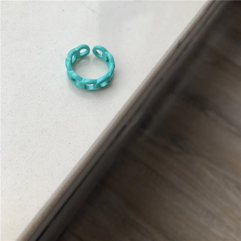 Karnoz 7PCS Style Spray Paint Ring Handmade Free Shipping Korean Design Sense Metal Chain Opening Jewelry Niche Color New Female