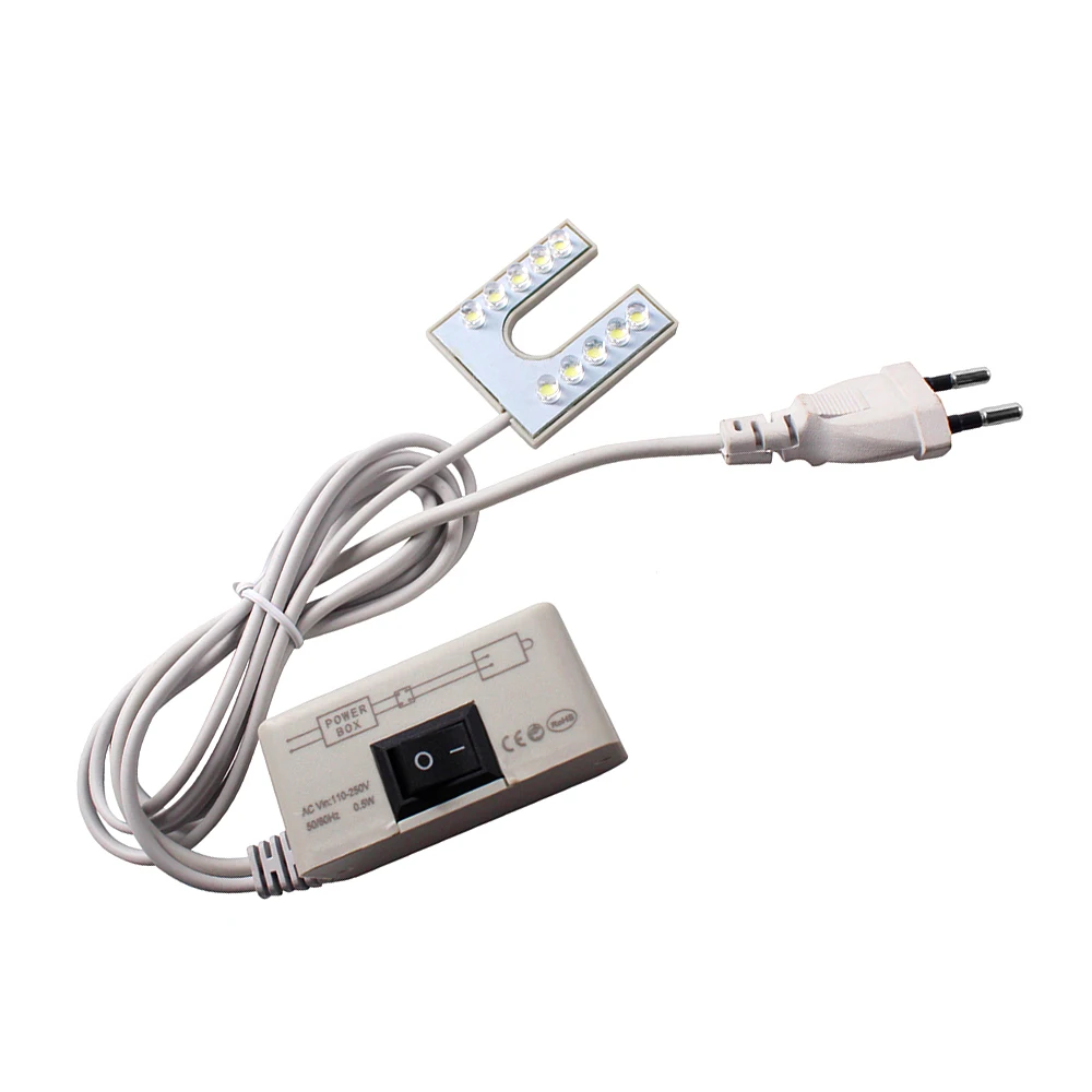 10 LED Sewing Machine Lamp Energy-Saving 110-265V EU US Plug Work Light Luminaire With Magnets Mount For Sewing Machine Lighting sewing machine lighting lamp sewing machine light