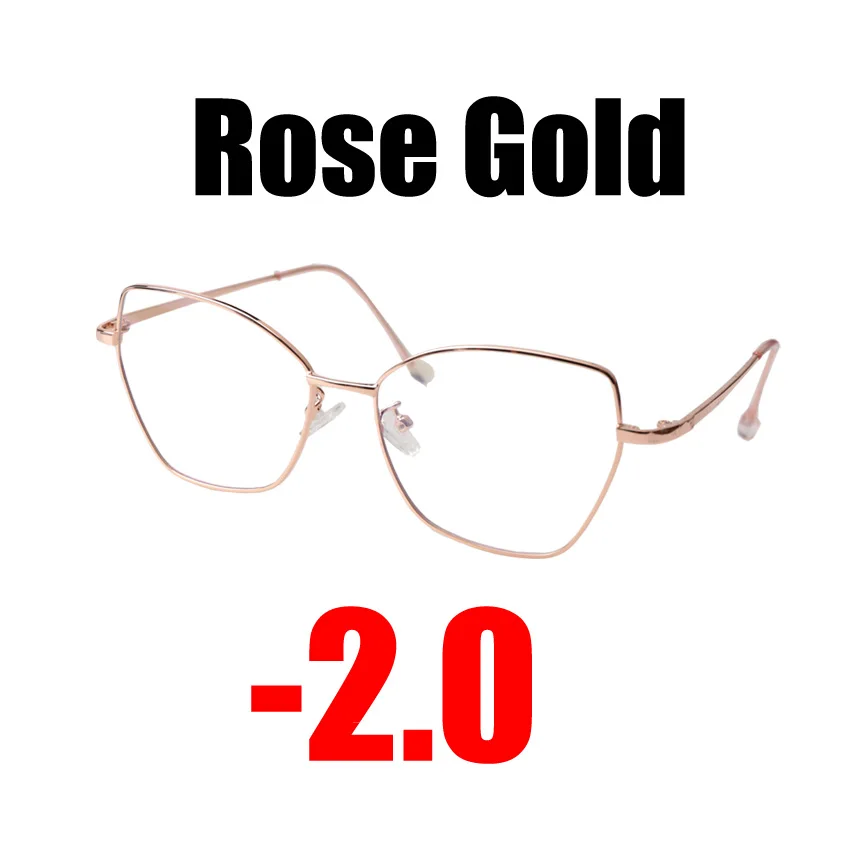 SOOLALA Ультралегкая оправа с бабочкой, очки для близорукости по рецепту, женские очки, оптические линзы, диоптрийные очки от-1,0 до-4,0 - Цвет оправы: Rose Gold -2.0