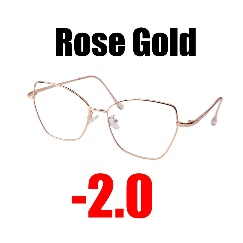 Rose Gold -2.0 SOOLALA Ультралегкая оправа с бабочкой, очки для близорукости по рецепту, женские очки, оптические линзы, диоптрийные очки от-1,0 до-4,0 - Цвет оправы: Rose Gold -2.0