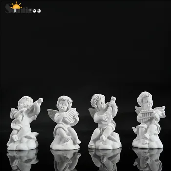 

[MGT] 4pc Mini Cute Angel Statue Small Cupid Figure Home&Garden Decor Music Fairy Model Sketch practice Estatua Festival Gift