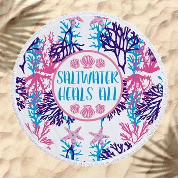 

Microfiber round Beach Towel Bath Towel Printed Webbing SU 150cm Adult Colorful Quicksand Pattern