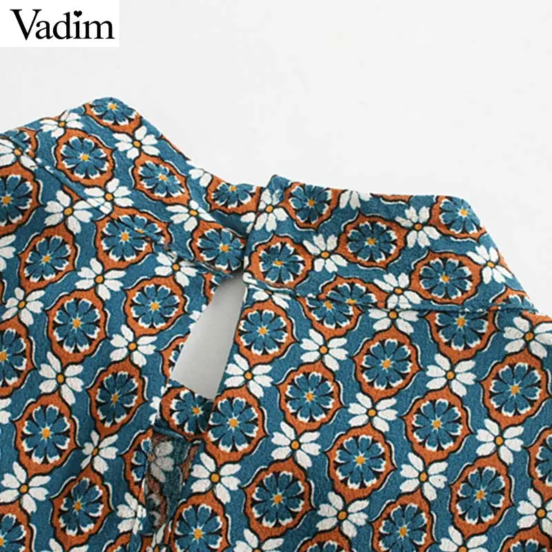 Vadim, Женская винтажная блузка с принтом, с длинным рукавом-фонариком, на молнии, украшенная, офисная одежда, рубашки, женские, повседневные, шикарные, базовые Топы, blusas LB717