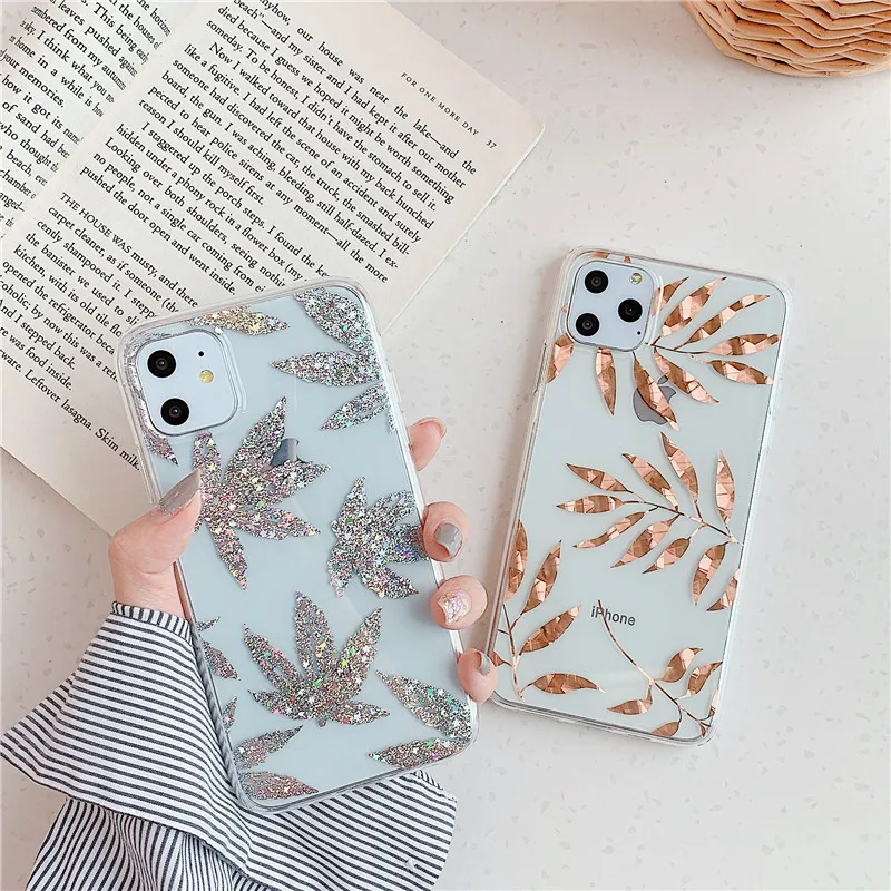 Чехол для телефона moskado с покрытием в виде листа для iPhone 11 Pro Max X XR XS MAX 7 8 7 Plus, жесткая задняя крышка, художественный лист, чехол для телефона, блестящий чехол