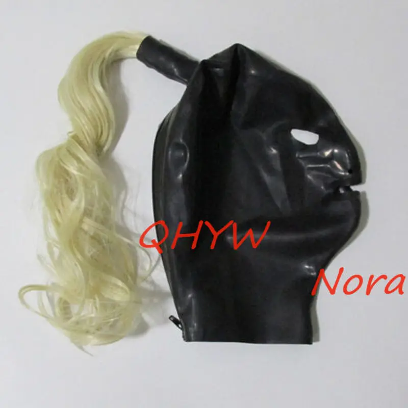 

Sexy Exotic Lingerie Latex Rubber Face Mask Hoods Hood with Wigs Party Club Fetish Love Live Cosplay kakegurui